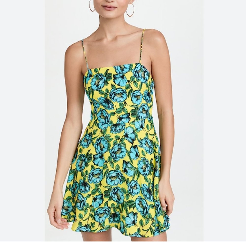 Alice + Olivia Glinda Mini Dress is Yellow Beach Bliss Sunflower, size 4
